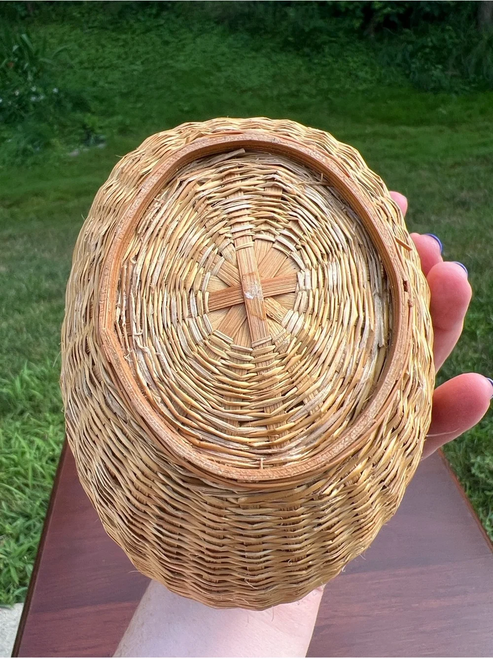 Vintage Chicken Rooster Woven Wicker Basket With Lid Farmhouse Country Cottage